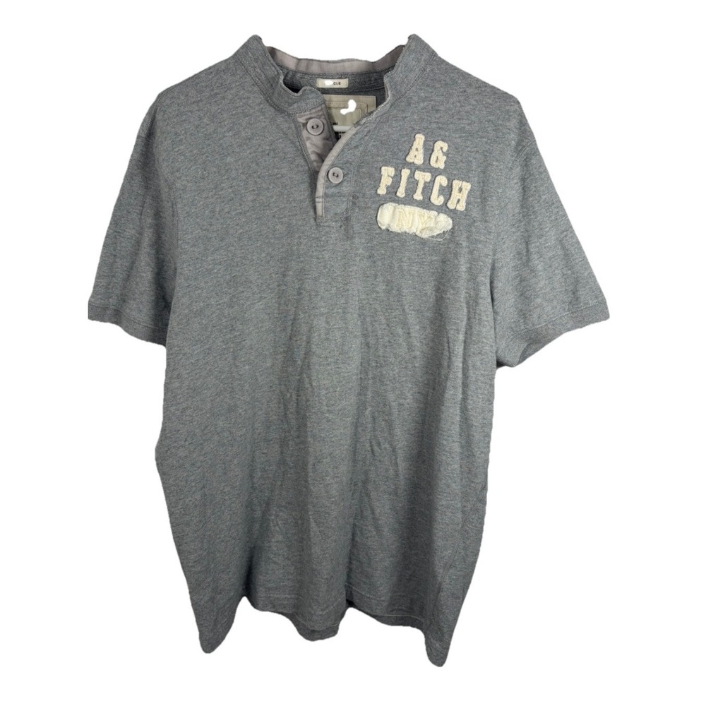 Vintage Y2K Abercrombie & Fitch Shirt‎ 2XL Gray Muscle Fit Henley Short Sleeve